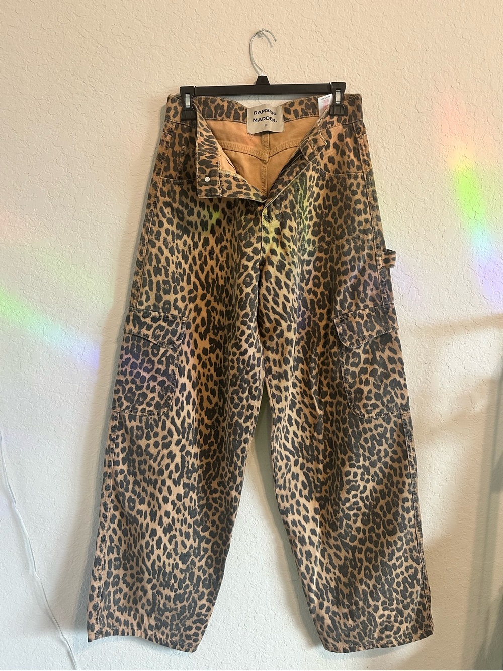 Damson Madder Women's Leopard Print Cargo Jeans - Brown